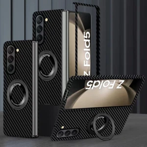 For Samsung Z Fold 6 5 4 3 Magnetic Ring Stand Carbon Fiber Texture Hard Case - Picture 1 of 72