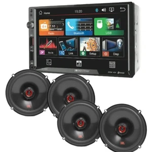 4) JBL 6.5" 165W speakers w/ 7 inch Double DIN Bluetooth USB Car Stereo Radio - Picture 1 of 6