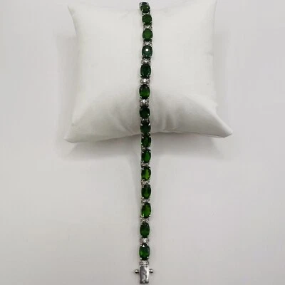 Brazalete tenis plata esterlina verde cromo ruso circón diopsido Foto 1 de 4