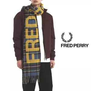 FRED PERRY OVER-SIZED BRANDED CHECK SCARF C4142 Q58 BNWT RRP £60 Tartan - Picture 1 of 7