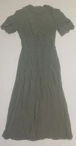 Maxi abito donna Zara taglia XS verde manica corta pizzo scollo a V bottoni - Foto 1 di 8