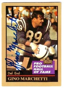 DECEDUTO FB HOF GINO MARCHETTI AUTOGRAFATO ENORME TRADING CARD!! AUTOGRAFO - Foto 1 di 1
