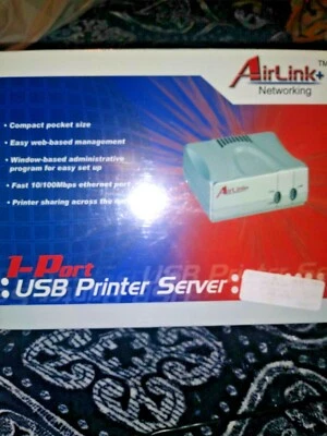 GENUINE NEW SEALED AIRLINKPLUS NETWORKING 1 PORT USB PRINTER SERVER APSUSB1  - Image 1 of 4