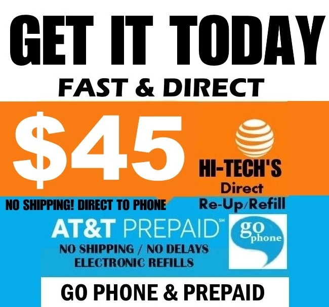 $45 ATT PREPAID REFILL ✅ DIRECT TO PHONE ✅FAST ONLINE AT&T REFILL ✅ GET IT TODAY - Image 1 of 4
