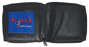Portafoglio uomo RFID vera pelle cerniera zip-around organizer bifold nero nuovo - Foto 1 di 6