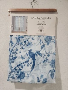 4 Panels Laura Ashley Sheer Blue Floral Birds Curtains Panels Summer Palace - Picture 1 of 4