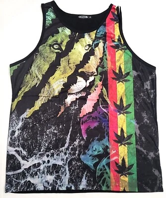 Camiseta sin mangas de sublimación de marihuana Camiseta Rasta Lion Streetwear Chaleco para hombre Nuevo Foto 1 de 2