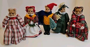 VTG Ceramic Teddy Bear Christmas Ornaments In Victorian Clothing 1980's 6.5"T - Picture 1 of 24