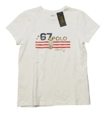 Polo Ralph Lauren Women's White Polo 67 Flag Bear Graphic Short Sleeve T-Shirt  - Image 1 of 2