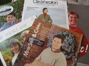 lot 5 Vintage KNIT pattern leaflets Cleckheaton Merino White Birches King Cole + - Picture 1 of 8