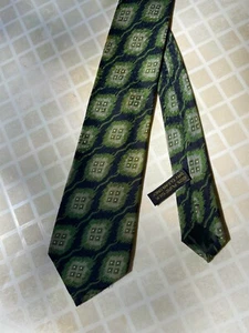 Giorgio Armani Krawatte Vintage 100% Seide Krawatte Made in Italy - Schwarz Hellgrün - Bild 1 von 3