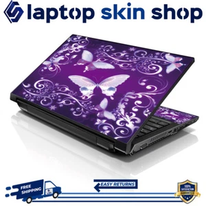 Laptop Skin Sticker Notebook Decal Cover Purple Butterfly for Dell Apple 17-19 - Picture 1 of 3