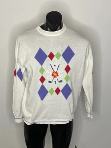 Vintage Pringle Of Scotland Embroidered Cotton Women’s White Golf Sweater Size M - Picture 1 of 11