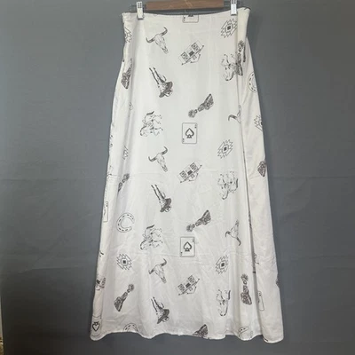 Falda Estampado Vaquero Occidental Para Mujer Grande Blanca Maxi Forrada Boho Novedad Vaquera Foto 1 de 4