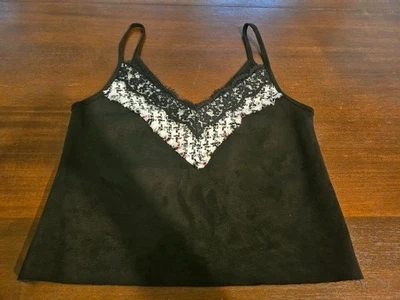 Regata ZARA cropped camurça renda tweed tamanho pequeno - Imagem 1 de 4