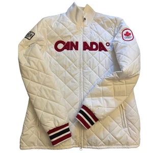 HBC Team Canada 2010 Olympic Podium Jacket Women’s White Quilted Size L Rare - Foto 1 di 4