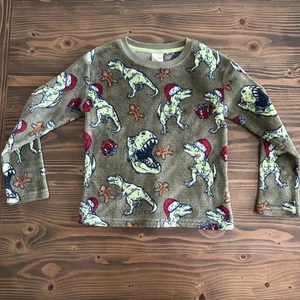 Pigiama Dinosauro Natalizio Ragazzo Cat & Jack Top S Verde Rosso Pile Pan di Zenzero - Foto 1 di 5