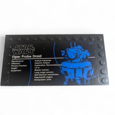 Lego Star Wars Viper Probe Droid Sticker Name W/Title Plaque Replacement Part - Image 1 of 2