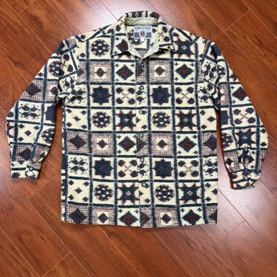 Lemon & Soda Blanket Heavy Weight Button Up Flannel Southwestern Aztec Large - Image 1 of 4