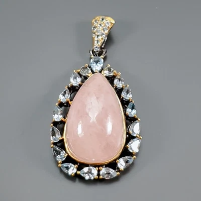 Jewellery 36 ct+ Natural Morganite Pendant 925 Sterling Silver  /NP52299 - Image 1 of 4