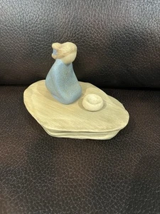 Vintage 1984 Jack Black Navajo Lady & Prayer Bowl Pottery Sculpture Decor - Picture 1 of 10