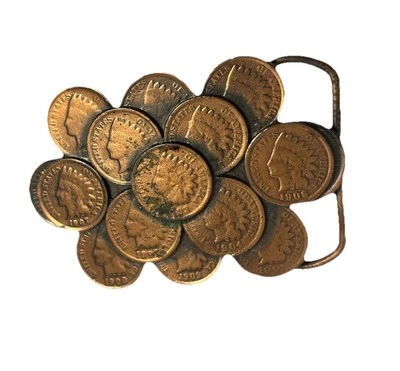 The Great American Buckle Co. Vintage 1982 Cobre Cabeza de Indio Penny Hebilla de Cinturón Foto 1 de 4