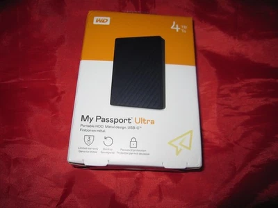 WD My Passport Ultra 4TB External Portable Hard Drive HDD Blue w/USB C  - V GOOD - Image 1 of 4