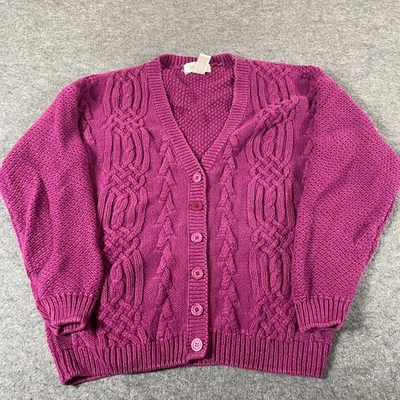 De Colección Worthington Suéter Mujer Grande Púrpura Tejido con Cable Cárdigan Pesado Años 90 Foto 1 de 4