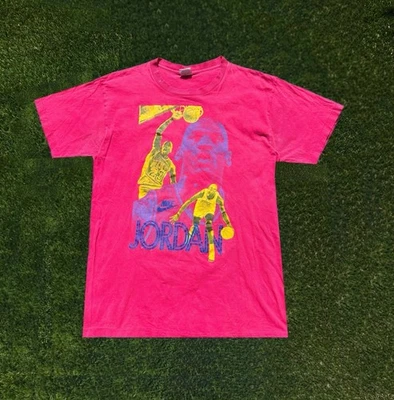 Camiseta Nike Michael Jordan Rosa Gráfico Baloncesto Años 90 De Colección EE. UU. Talla L Foto 1 de 4