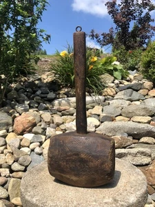 Antique Primitive Handmade Wood Hammer Sledge Mallet Rustic Carpenter Farm Tool - Picture 1 of 12