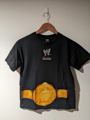 Camiseta mediana negra vintage 2008 WWE Wrestling World Heavyweight Champion para niños Foto 1 de 4
