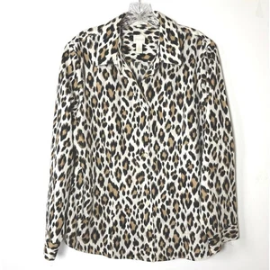 Chico’s Women’s No Iron Animal Print Button Up Long Sleeve Blouse Size 3 XL - Picture 1 of 9