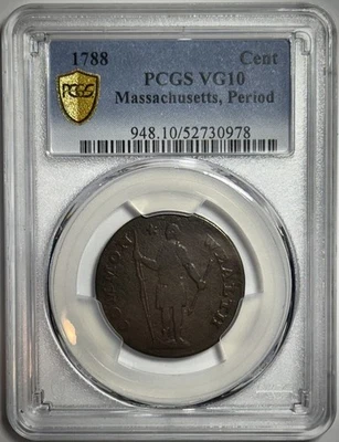 1788 Cent - Massachusetts, Period - PCGS VG10 - Image 1 of 4