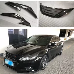 For Nissan Teana Altima 2016-2018 Front Carbon Bumper Grille & Eyelid Brow Trim - Picture 1 of 6