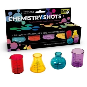 Novelty Chemistry Shot Glasses Science Flask Fun Plastic 25ml Pipette Included - Picture 1 of 6