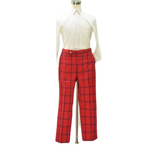 70s Vintage Sansabelt Red Plaid Poly Cotton Golf Pants Flat Front New - Picture 1 of 6