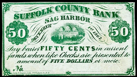 SCBLI Long Island New York 12/1/1862 Suffolk County Bank Sag Harbor NY Note UNC! Cover