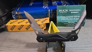 BUCK Knife Made In US ECCO 2.25 Double LinerLock Black Zytel Handles-USED GREAT! - Picture 1 of 10