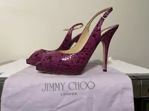 jimmy choo IT37.5 /US7 New Fuchsia Snake platform stiletto Sandals retail.$790. - Picture 1 of 12