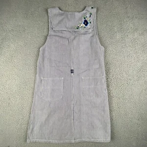 VINTAGE Haiks Dress Womens M Denim Hickory Striped Apron School Teacher Cottage - Picture 1 of 7