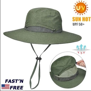 Wide Brim Sun Hat Breathable Bucket Cap Summer Fishing UV Protection Men Women - Picture 1 of 9