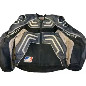 JOE ROCKET Supermoto LEATHER PADDED MOTORCYCLE JACKET SIZE 46 BLACK & White Raci - Picture 1 of 12