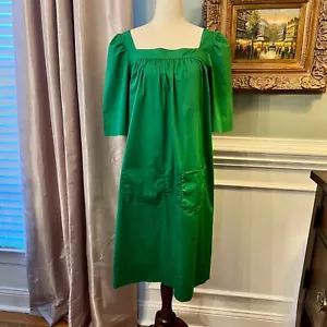 EUC Sonia by Sonia Rykiel Green Square Neck Dress Size T3 or US 10 - Picture 1 of 5