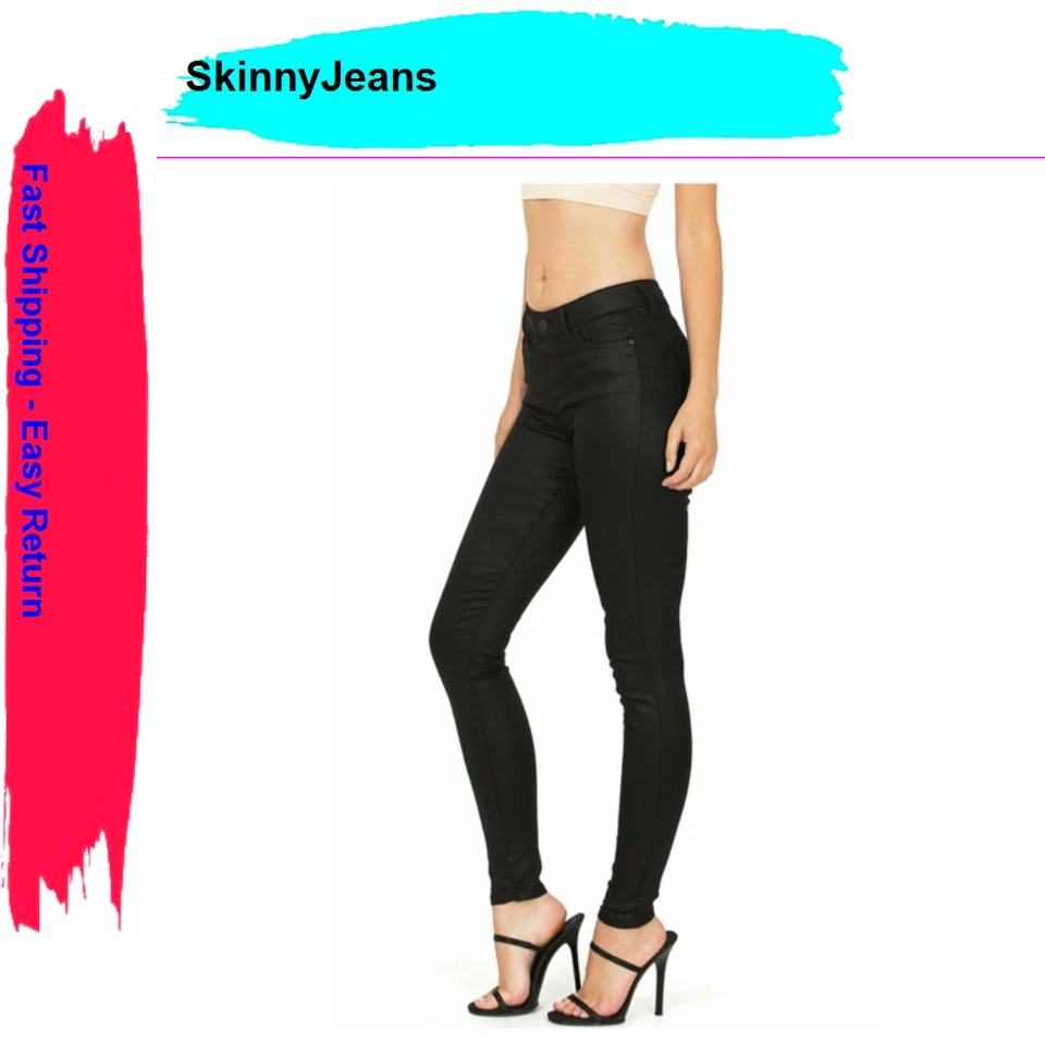Celebrity Pink Junior's Coated SKINNY Jeans 1 Black