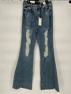 Judy Blue Womens High Waist Flare Distressed Jeans Size 11/30 - Picture 1 of 5