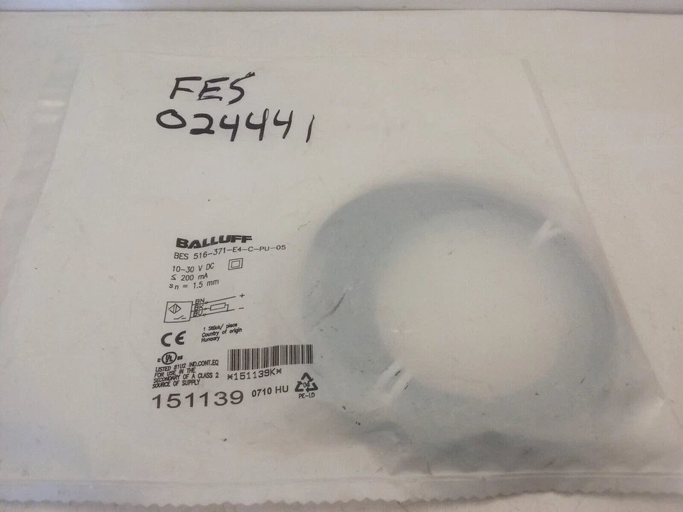 BALLUFF BES 516-371-E4-C-PU-05 INDUCTIVE SENSOR 10-30V DC 200mA (151139) NIB - Image 1 of 3