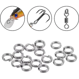 200 PCS Tackle Swivel Snap Stainless Steel Fishing Split Rings Fish Connector - Picture 1 of 13