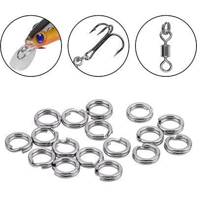 200 PCS Tackle Swivel Snap Stainless Steel Fishing Split Rings Fish Connector - Image 1 of 4