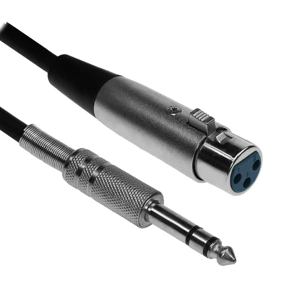 6FT-50Ft XLR 3Pin Female to 6.35mm 1/4" Stereo TRS Male Balanced Audio Mic Cable - Image 1 of 1