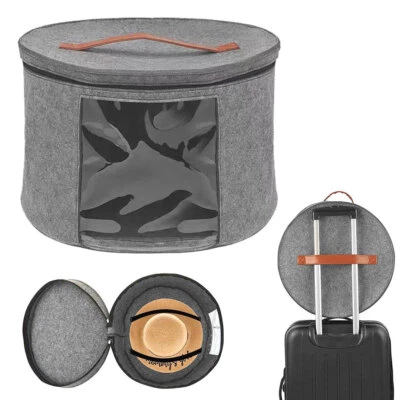 Round Hat Storage Box Large Hat Box Organizer Foldable Hat Travel Case with Lid - Image 1 of 4